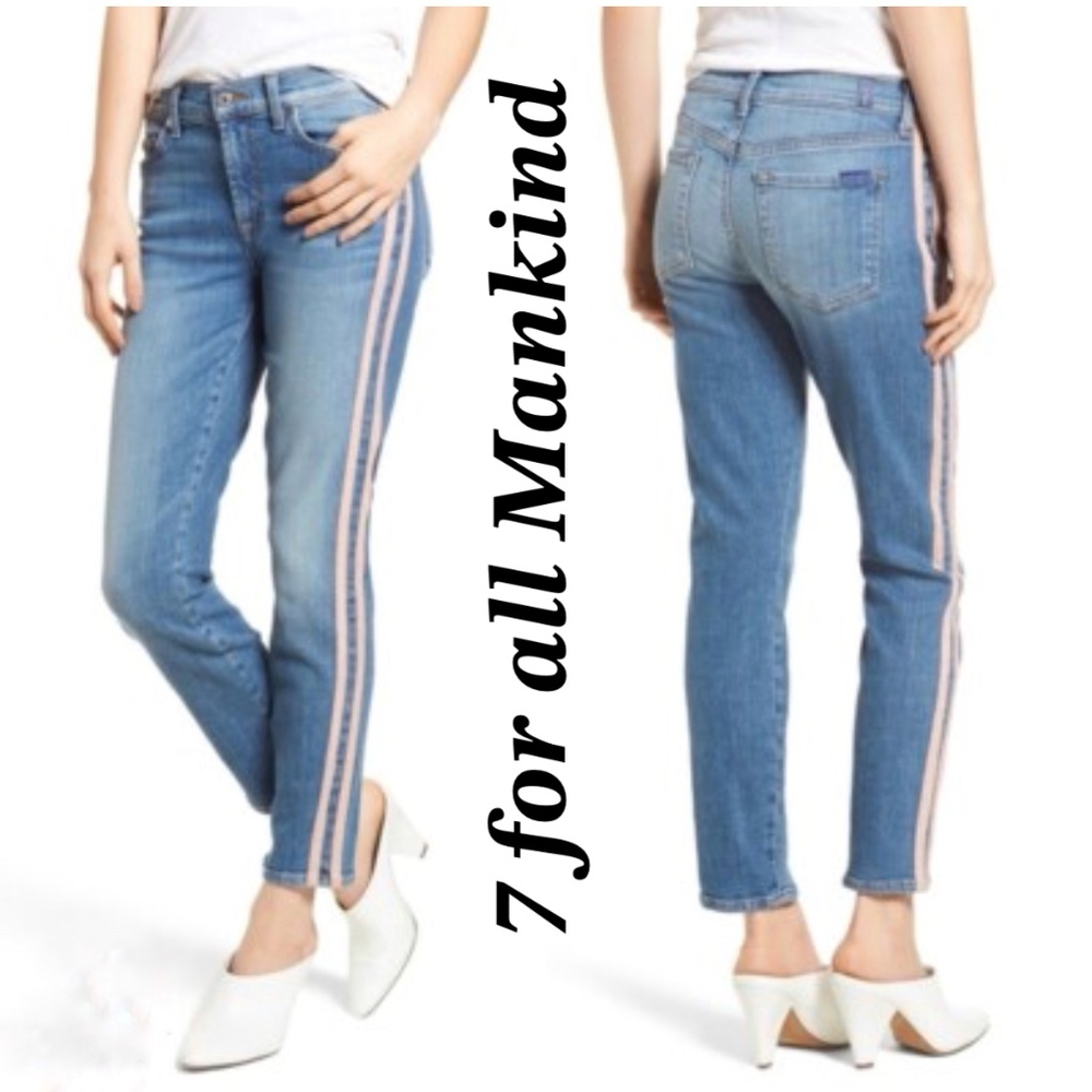 7 for all Mankind Roxanne Ankle jeans with pink stripes Size 32